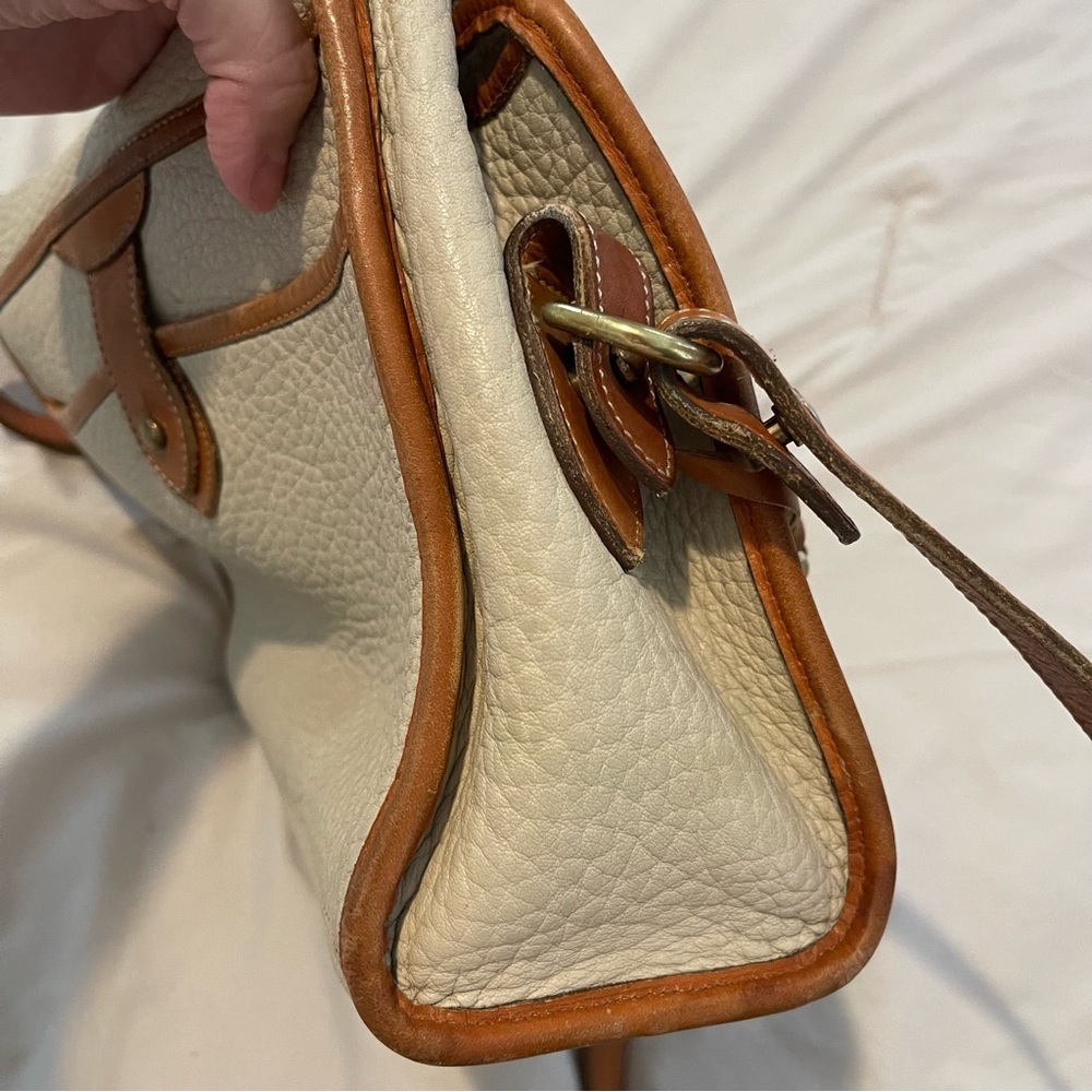Dooney & Bourke Vintage All-Weather Leather Crossbody Bag – Taupe & Tan Trim - Picture 9 of 12